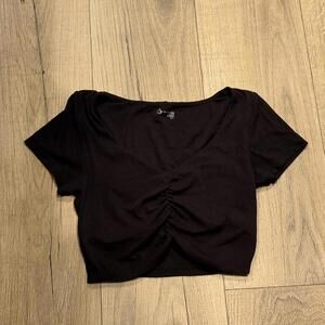 Offline by Aerie Black Ruched Crop Top Size Small Women's
